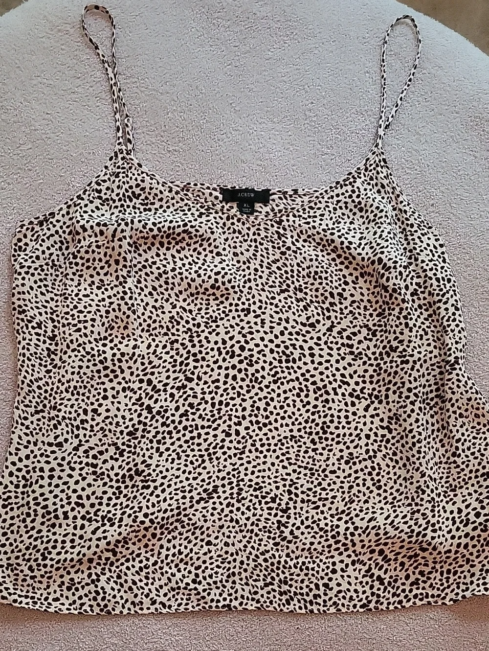 J. Crew Cream and Brown Leopard-Print Silk Cami